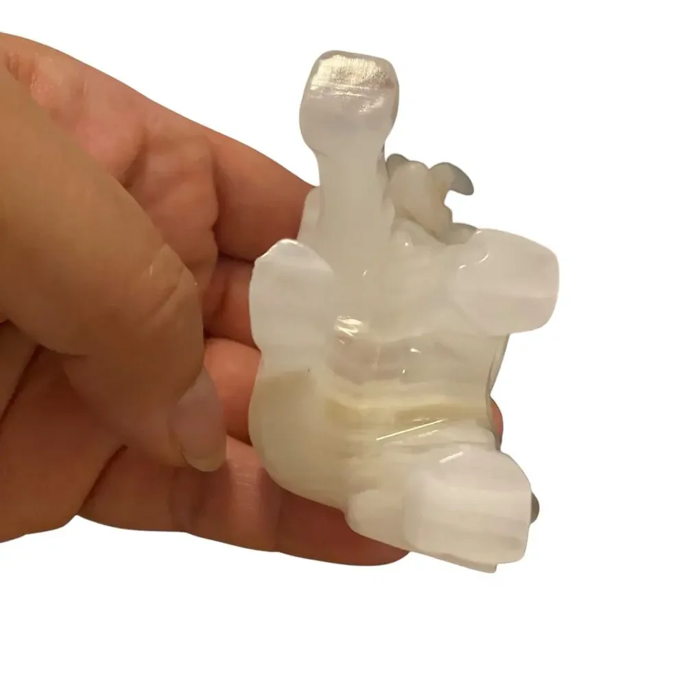 Vintage Hand Carved Elephant Onyx Quartz Lucky Trunk Up 3.5